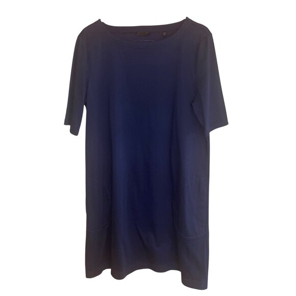 Atm Womens Dress Size Large Blue Pockets Relaxed Fit Pure Cotton New - Picture 1 of 8